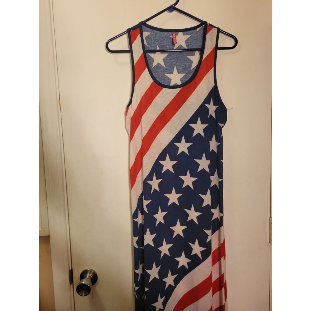 True Rock USA Women Dress Size XL Stars and Stripes Red White and Blue